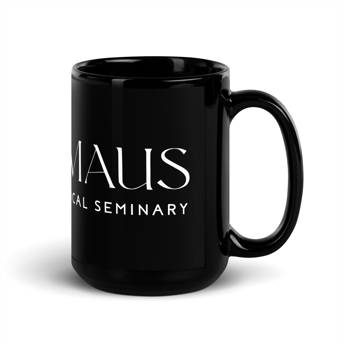 Emmaus Black Glossy Mug